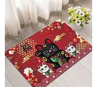 Doormat Lucky Cat Printed Door Mat 60cm*40cm Non Slip Washabl Doormat for Indoor Outdoor Dirt Trapper