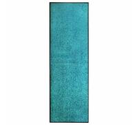 Doormat Modern Rectangular Cyan 60x180 cm 100% Polyamide Washable Indoor Mat Low