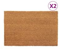 Doormat Natural Coir Durable PVC Backing 40x60 cm Tufted 2pc Indoor Outdoor Mat
