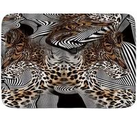 Doormat Non Slip Bath Mat,Leopard Zebra Print Brown Black African Wild Animal Cheetah Zebra Skin Print Stripes Abstract,Bath Rugs Non-Slip Bath Mats for Shower Bedroom 16x24inch