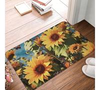 Doormat Non-Slip Front Door Mat 60 x 40cm Outdoor Entrance Mat Indoor Rugs for Entryway Sunflowers and butterflies Doormat Absorbent Welcome Mats Washable Floor Mats for Hallway Outside Patio Porch