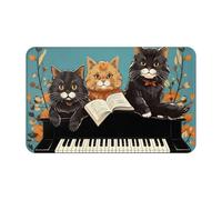 Doormat Non-Slip Front Door Mat 80 x 48 cm Outdoor Entrance Mat Indoor Rugs for Entryway Three cats playing notes Doormat Absorbent Welcome Mats Washable Floor Mats for Hallway Outside Patio Porch