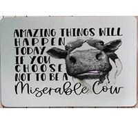 Doormat Non Slip Front Door Mat Amazing Things Will Happen If You Don't Be Miserable Heifer Cute Cow Farm Decoration Door Mat Rug Front Door for Bathroom Kitchen Indoor Outdoor 16x24 Inch