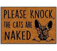 Doormat Please Knock The Cats are Naked Welcome Mats for Front Door Mat Non Slip Floor Mat for Home Bathroom Kitchen Entrance 30X18 Inch