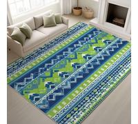 Doormat Rugs 120 x 180 cm, Vintage Geometric Bohemian Fluffy Lightweight Carpet Tribal Ethnic Texture Elegant Children Students, Stain Resistant Rugs Living Room Entrance Hall, Blue Green