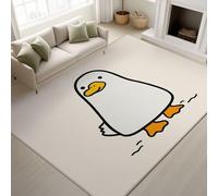 Doormat Rugs 50 x 80 cm, Animal Flat Fluffy Lightweight Carpet Cartoon Duck Lines Cute Simple, Stain Resistant Rugs Nursery Kitchen, White Yellow