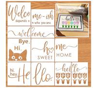 Doormat Stencils for Painting,Funny Reusable Hello Welcome Home Stencils on Wood Sign Crafts Door Mats Furniture DIY Canvas (mat11)