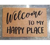 Doormat Welcome To My Happy Place - With Non-Slip Doormat 30x18 Inch for Indoor Outdoor Home Garden Entrance Doors,Garages,Patios And Deck Area Rug
