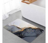 Doormats 40X60Cm, Black White Marble Retro Modern Abstract Marble Crack Bathroom Mat Stylish Carpet For Kitchen Entryway Hall