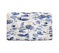 Doormats Blue Eucalyptus Watercolor Blue Leaves With Floral Botanical Plant Nature Mat Absorbent Easy Clean Floormats Heavy Duty Entrance Mats For Kitchen Garage Entry 40X60 CM