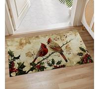 Doormats Cardinal Birds Winter Floormats Machine Washable Floor Carpet Rug Heavy Duty Inside Floor Mat For Porch Office Garage 40X60 CM