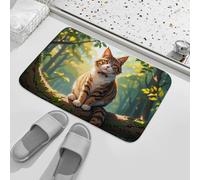 Doormats Cheshire Cat Sitting On A Branch Floor Carpet Rug Waterproof Mat Absorbent Heavy Duty Floormats For Porch Garage Indoor 40X60 CM