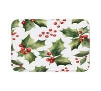 Doormats Christmas Holly Leaves Berries Non-Slip Absorbent Door Mat 23.6x15.7 in - Indoor Outdoor Welcome Mat-Floor Mat Area Rug