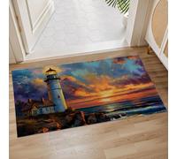 Doormats Coastal Sunset Lighthouse Mat Absorbent Heavy Duty Entrance Mats Waterproof Inside Floor Mat For Entry Porch Indoor 40X60 CM