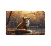 Doormats Fall Fox Autumn Maple Tree Leaves Wild Animal Fox Rustic Vintage Nature Floormats Non-Slip Inside Floor Mat Heavy Duty Floor Carpet Rug For Porch Garage Indoor 40X60 CM
