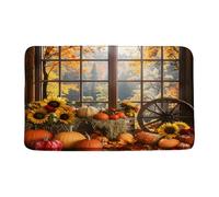 Doormats Fall Thanksgiving Pumpkin Sunflower Autumn Rustic Barn Nature Seasonal Scenery Heavy Duty Entrance Mats Machine Washable Mat Absorbent For Garage Office Kitchen 40X60 CM