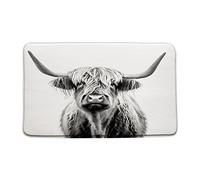 Doormats Farmhouse Highland Cow Grey Rustic Cattle Bull Western Farm Wild Animal Country Funny Machine Washable Inside Floor Mat Waterproof Floormats For Entry Office Garage 40X60 CM