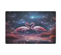 Doormats Flamingo Under The Starry Mat Absorbent Machine Washable Inside Floor Mat Waterproof Entrance Mats For Porch Entry Kitchen 40X60 CM