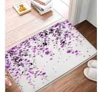 Doormats Floral Purple Cherry Flower Leavrs Nature Plant Asian Japanese Watercolor Floor Carpet Rug Heavy Duty Mat Absorbent Machine Washable Entrance Mats For Porch Kitchen Entry 40X60 CM