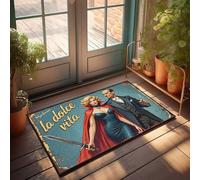 Doormats For Outdoor Entrance Funny La Dolce Vita: A Daring Duo In Vintage Elegance Doormat Front Door Inside Mat Holiday Rug(40X60CM)