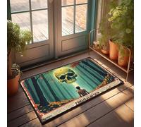 Doormats For Outdoor Entrance Funny Skull In The Forest: A Spooky Scene Doormat Front Door Inside Mat Holiday Rug(40X60CM)