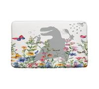 Doormats Funny Dinosaur Pink Watercolor Flower Gray Wild Animal Dino Cute Cartoon Creative Entrance Mats Non-Slip Floor Carpet Rug Easy Clean Mat Absorbent For Indoor Entry Garage 40X60 CM
