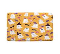Doormats Halloween Ghost Cartoon Cute Ghost Pumpkin Bat Stars Funny Holiday Happy Halloween Yellow Mat Absorbent Non-Slip Floor Carpet Rug Heavy Duty Inside Floor Mat 40X60 CM