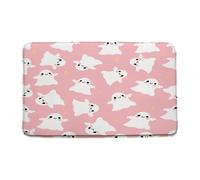 Doormats Halloween Ghost Pink White Spooky Ghost Cute Funny Cartoon Happy Halloween Holiday Heavy Duty Inside Floor Mat Machine Washable Floor Carpet Rug For Entry Garage Kitchen 40X60 CM
