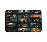 Doormats Halloween Spooky Pumpkin Witch Hat Haunted House Gothic Scary Horror Dead Day Welcome Mat Water Absorbent Non-Slip Front Outdoor Rug, For Patio, Kitchen, Indoor & Outdoor, 40x60cm