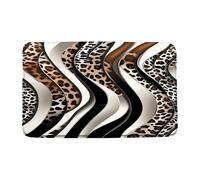 Doormats Leopard Print Black Brown Wild Animal Cheetah Geometric Stripes Creative Modern Bath Mat Washable Plush Welcome Doormat, For Bathtub, Bathroom, Shower, 40x60cm