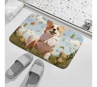 Doormats Lovely Corgi Floormats Non-Slip Floor Carpet Rug Heavy Duty Mat Absorbent For Porch Garage Indoor 40X60 CM