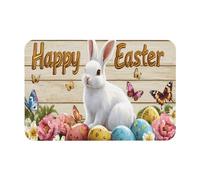 Doormats Lovely Rabbit And Colored Eggs Floormats Easy Clean Mat Absorbent Heavy Duty Floor Carpet Rug For Kitchen Indoor Office 40X60 CM