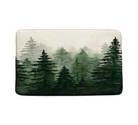 Doormats Misty Green Watercolor Pine Trees Abstract Foggy Mountain Rustic Nature Scenery Floor Carpet Rug Heavy Duty Mat Absorbent Easy Clean Entrance Mats For Garage Kitchen Office 40X60 CM