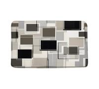 Doormats Modern Geometric Black Brown Beige Abstract Geometric Plaid Vintage Mid Century Floor Carpet Rug Waterproof Floormats Non-Slip Inside Floor Mat For Porch Garage Indoor 40X60 CM