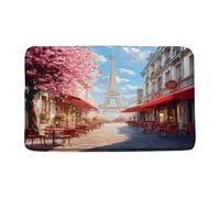 Doormats Paris Eiffel Tower Pink Cherry Vintage France Street Nature Floor Carpet Rug Heavy Duty Inside Floor Mat Waterproof Mat Absorbent For Garage Office Porch 40X60 CM