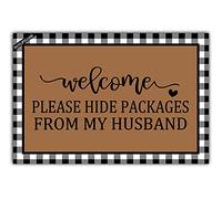 Doormats Please Hide Packages From My Husband Mat Absorbent Heavy Duty Floormats Machine Washable Floor Carpet Rug For Kitchen Entry Garage 40X60 CM