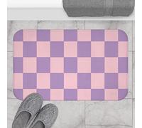 Doormats Purple Pink Checkered Boho Bath Mat Non-Slip Decoration Floor Mats, For Bathtub, Living Room, Shower, 40X60Cm