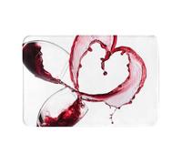 Doormats Red Wine Heart Over White Background Welcome Mat Plush Print Floor Rug, For Indoor & Outdoor, Bathtub, Bedroom, Bathroom, Patio, 40x60cm