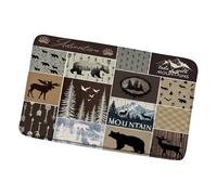 Doormats Rustic Bear Cabin Hunting Deer Retro Elk Moose Mountain, Durable Floor Mat Heavy Duty Entrance Carpet 40X60Cm For Hallway Garden Office