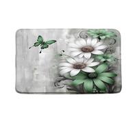 Doormats Rustic Farmhouse Flower Farm Green Flower Country Wild Flowers Butterfly Welcome Mat Non-Slip Soft Kitchen Rug, For Shower, Living Room, Toilet, 40x60cm