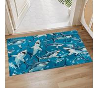 Doormats Shark Frenzy Inside Floor Mat Heavy Duty Floor Carpet Rug Easy Clean Mat Absorbent For Entry Porch Indoor 40X60 CM