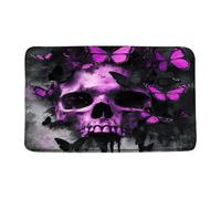 Doormats Skull Butterfly Halloween Sugar Gothic Skeleton Vintage Spooky Scary Purple Creepy Dead Ground Mat Washable Soft Floor Mats, For Bathroom, Toilet, Garage, 40x60cm