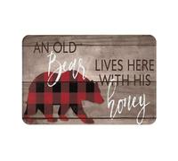 Doormats Stylish Welcome Mat An Old Bear Lives Here With His Honey Absorbent Carpet For Indoor Entryway Kitchen 40X60Cm