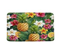 Doormats Tropical Plant Yellow Pineapple Green Palm Colorful Floral Nature Botanical Floormats Heavy Duty Mat Absorbent Easy Clean Floor Carpet Rug For Kitchen Indoor Porch 40X60 CM