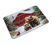 Doormats Winter Bear Cabin Snow Scene Pine Tree Xmas, Heavy Duty Welcome Mat Non-Slip Entrance Carpet 40X60Cm For Indoor Home Kitchen