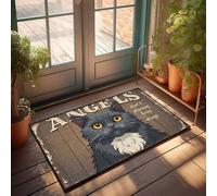 Doormats With Funny Sayings Angels Don'T Always Have Wings: A Whimsical Cat Illustration Doormat Outside Decor Large Welcome Mats Outdoor(40X60CM)