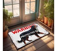 Doormats With Funny Sayings Bernese Mountain Dog Warning Sign: Protected By Loyalty Doormat Outside Decor Large Welcome Mats Outdoor(40X60CM)