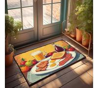 Doormats With Funny Sayings Classic American Breakfast With Toast, Eggs, Bacon, Apple, Tomato Doormat Outside Decor Large Welcome Mats Outdoor(40X60CM)