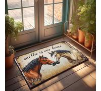 Doormats With Funny Sayings Two Horses Nose To Nose: 'The Barn Is Our Home' Doormat Outside Decor Large Welcome Mats Outdoor(50X80CM)