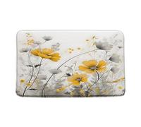 Doormats Yellow Flower Rustic Farmhouse Watercolor Yellow Floral Gray Leaves Modern Romantic Nature Plant Vintage Inside Floor Mat Heavy Duty Floor Carpet Rug For Office Garage 40X60 CM